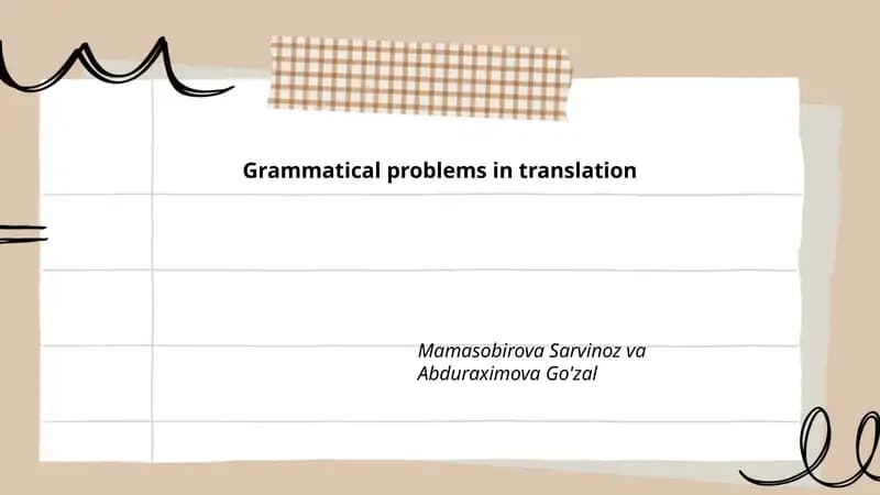 Grammatical problems in translation