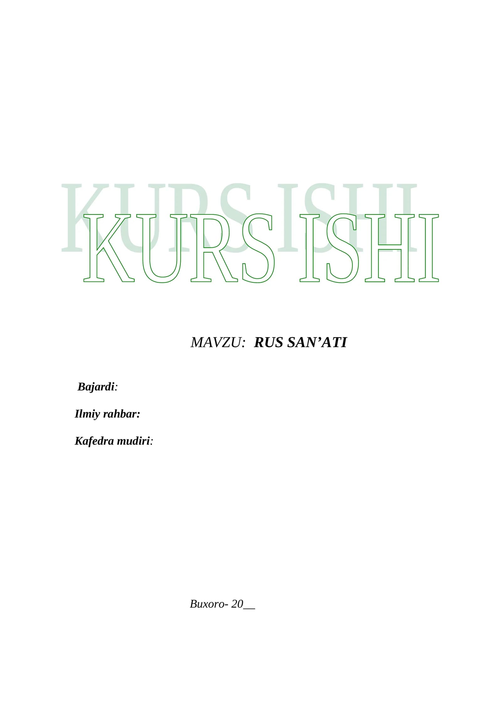 RUS SAN’ATI. Kurs ishi