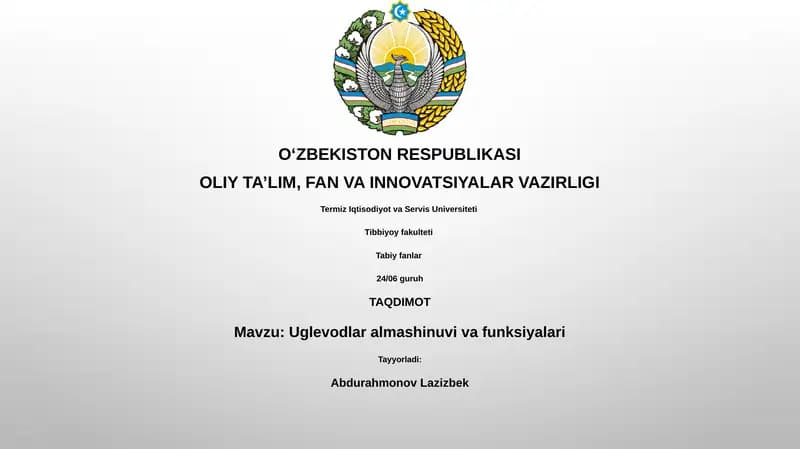 Uglevodlar almashinuvi va funksiyalari