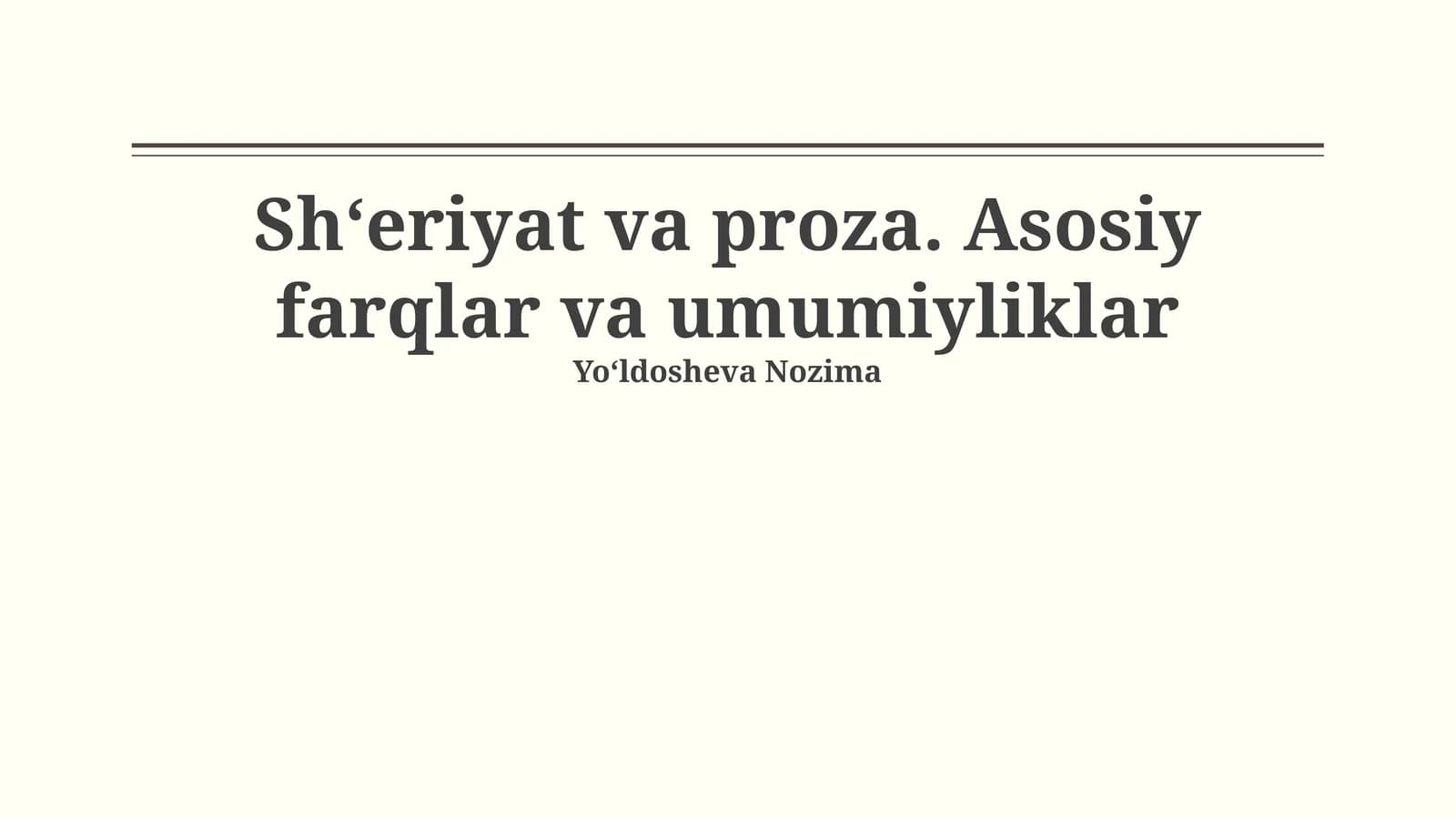 She'r va Nasr Misollarining Taqqoslash