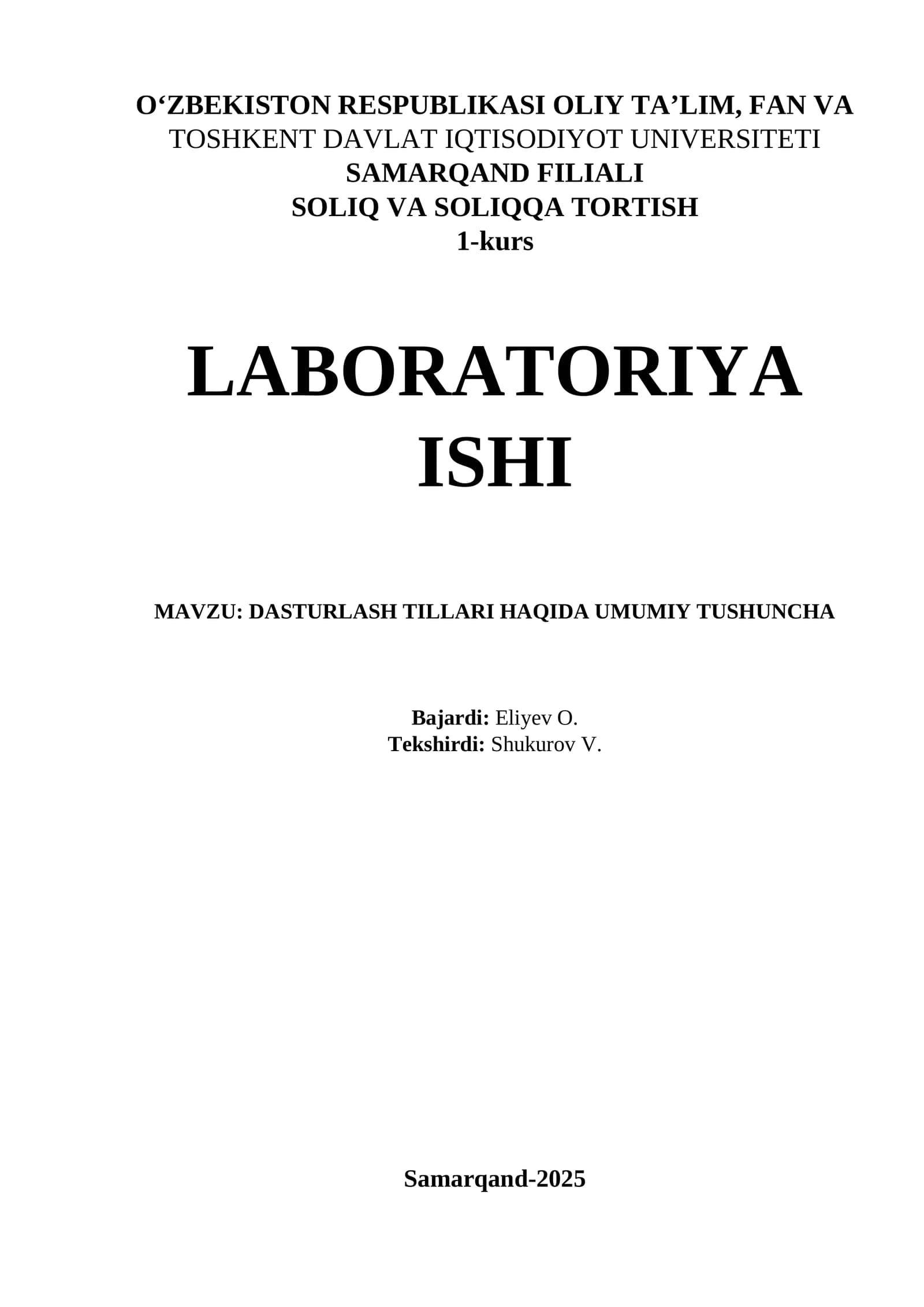 DASTURLASH TILLARI HAQIDA UMUMIY TUSHUNCHA