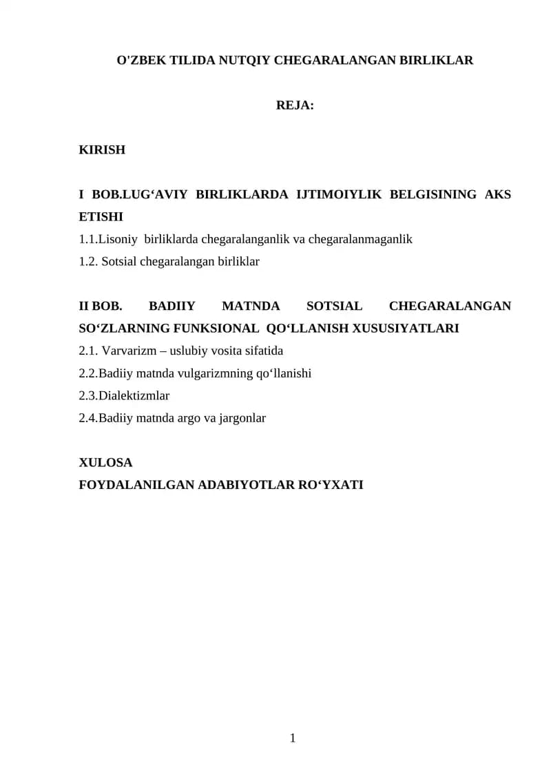 O'ZBEK TILIDA NUTQIY CHEGARALANGAN BIRLIKLAR