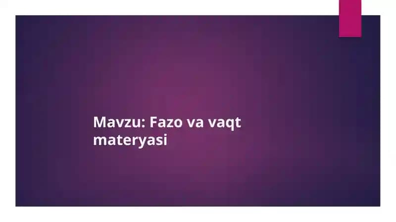 Fazo va vaqt materyasi