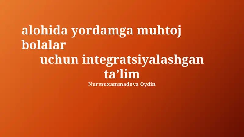 Integratsiyalashgan ta'lim