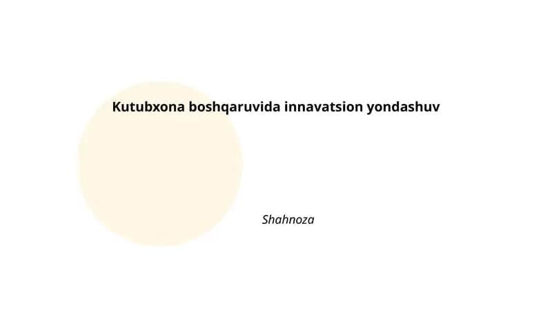 Foydalanuvchi markazli xizmatlar