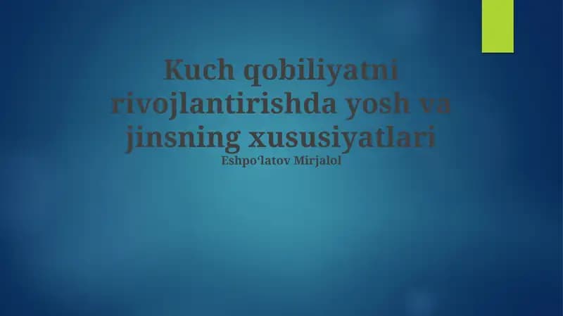 O'g'il Bolalarda Qobiliyatlar Rivojlanishi