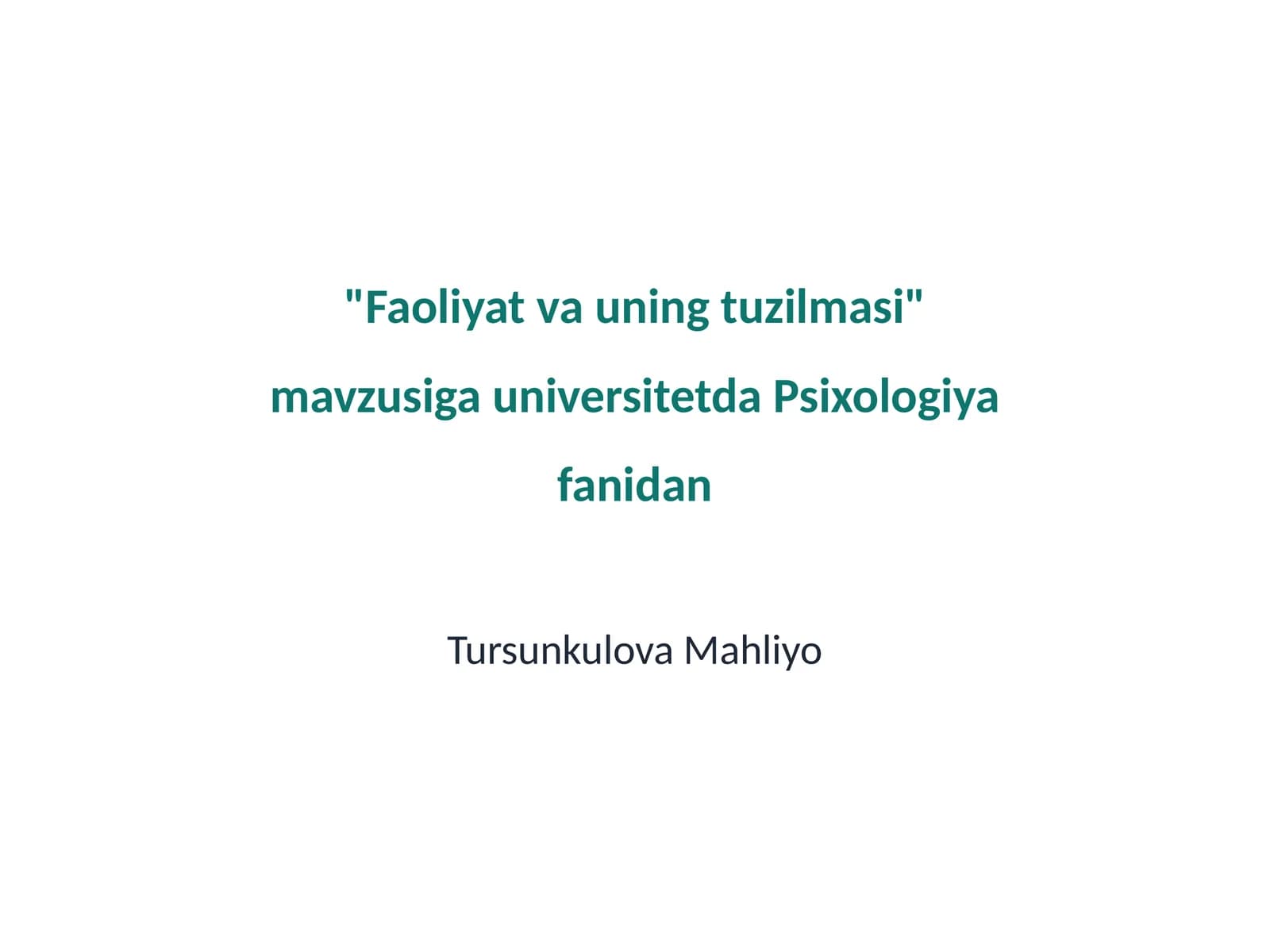 Faoliyat va uning tuzilmasi