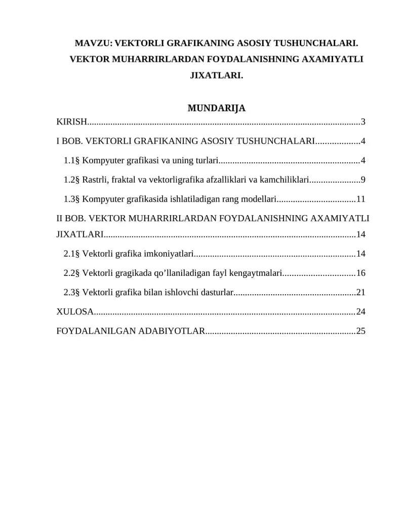 VEKTORLI GRAFIKANING ASOSIY TUSHUNCHALARI