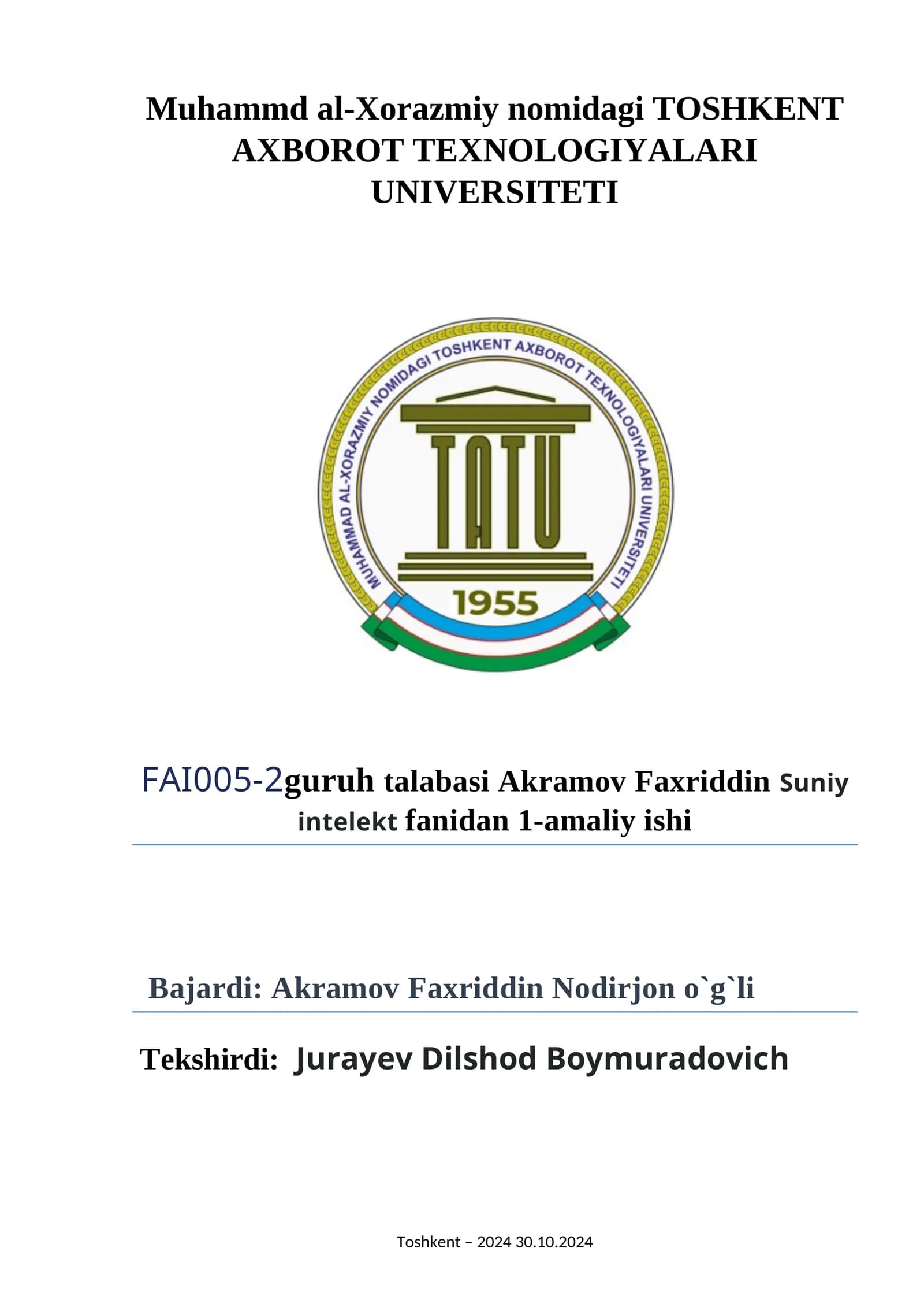 Chiziqli regressiya masalalarini yechish algoritmi va dasturini ishlab chiqish