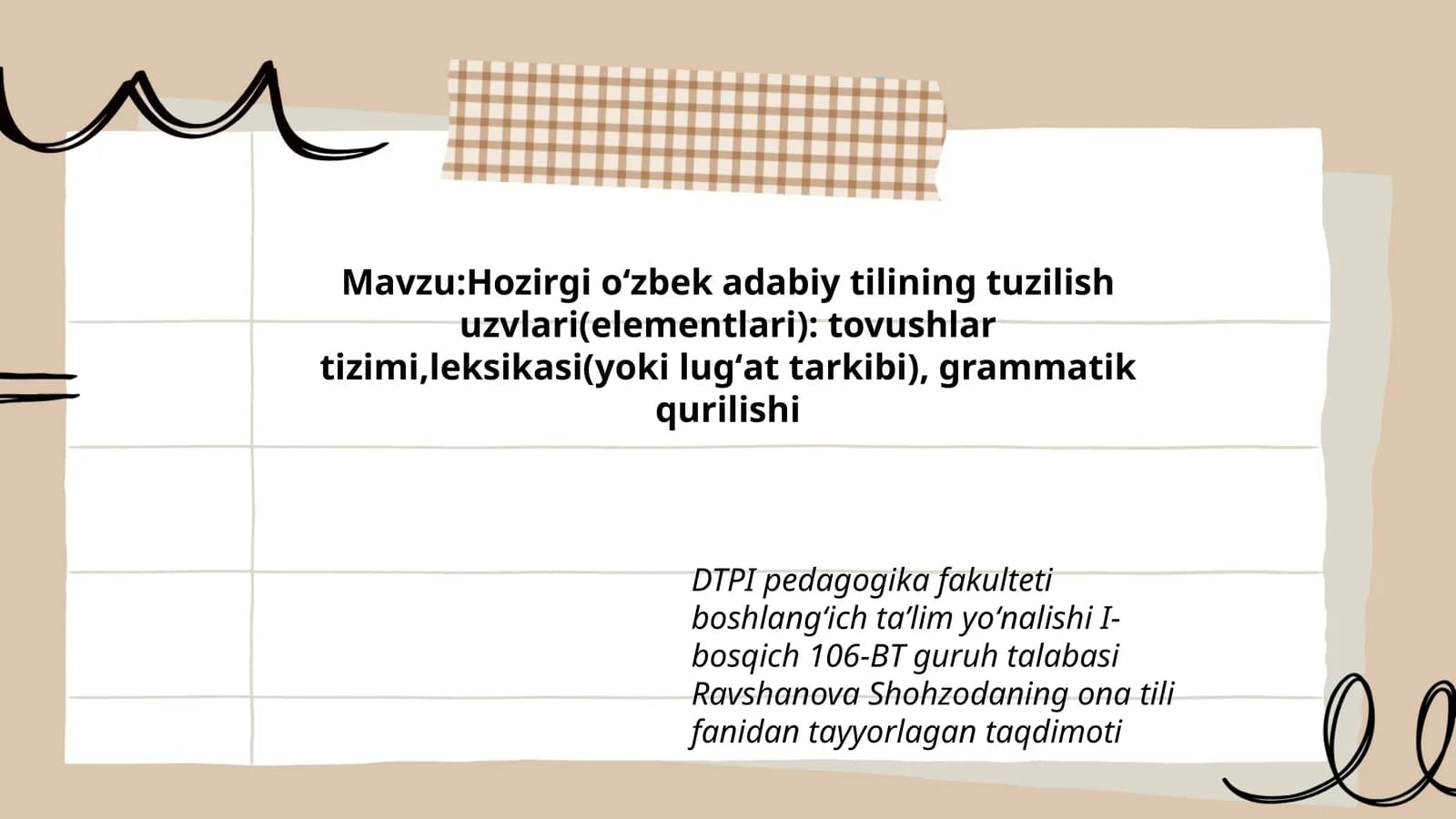 Ona tili fanidan Taqdimot