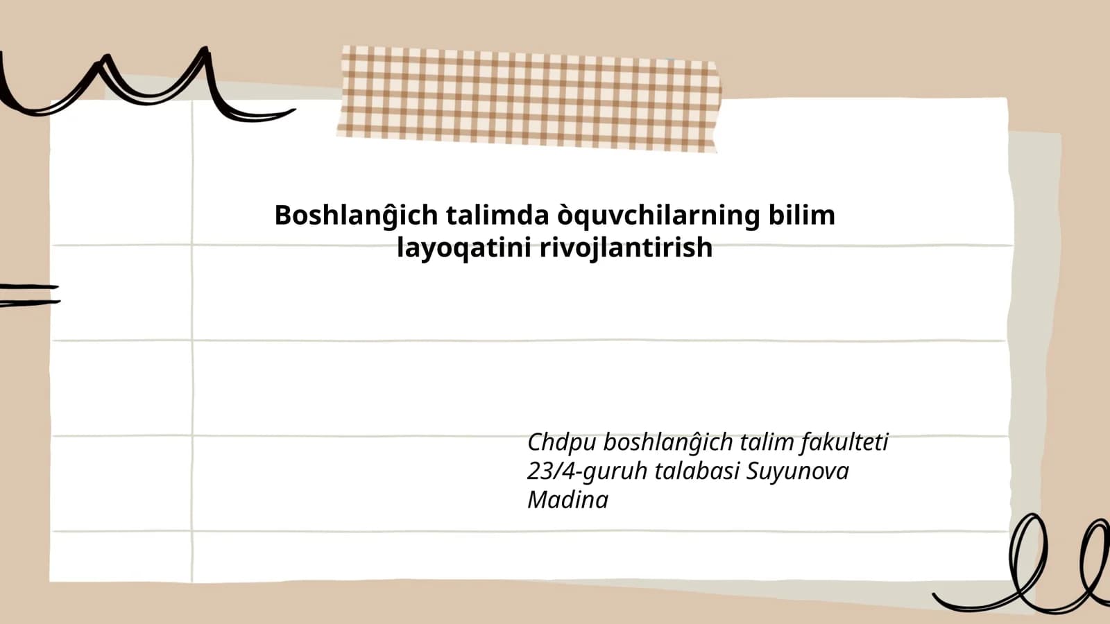 Boshlanĝich talimda òquvchilarning bilim layoqatini rivojlantirish