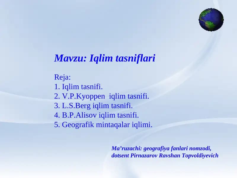 Iqlim tasniflari