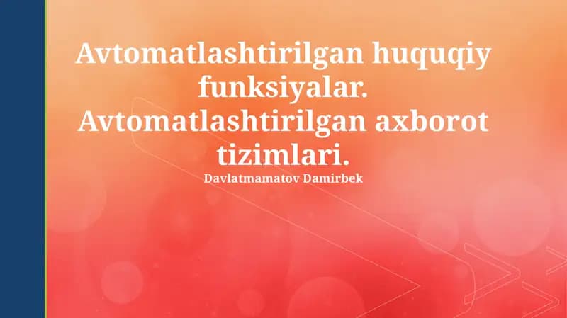 Avtomatlashtirilgan Huquqiy Funktsiyalar