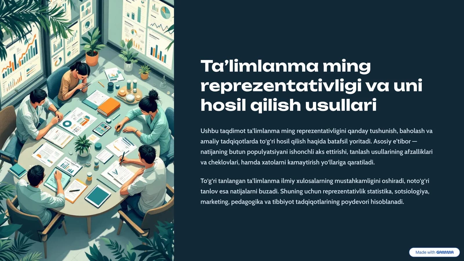 Ta’limlanma ming reprezentativligi va uni hosil qilish usullari