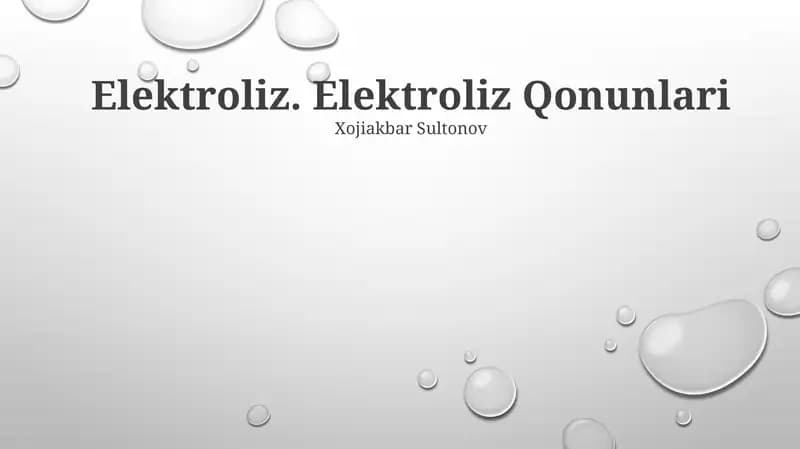 Elektroliz. Elektroliz Qonunlari