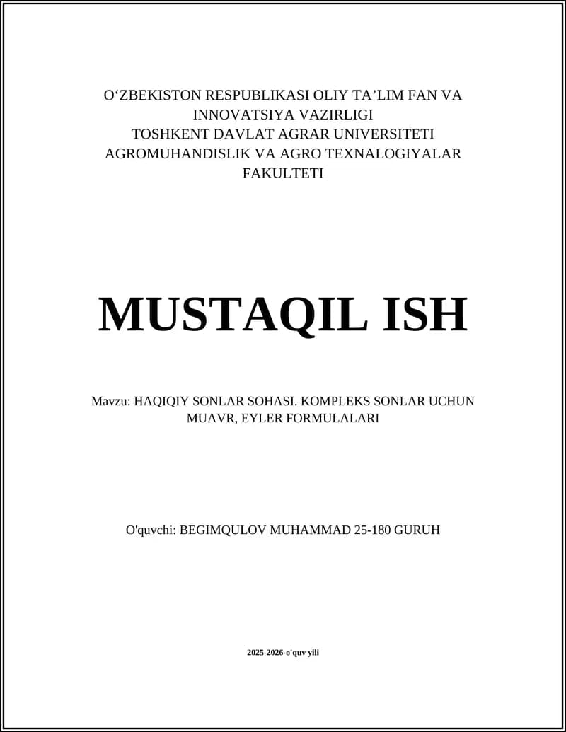 Haqiqiy Sonlar Maydoni