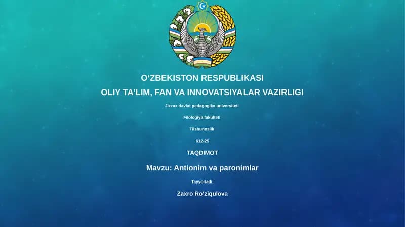 Antionim va paronimlar