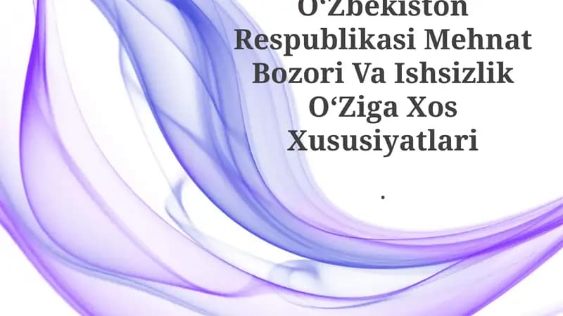 OʻZbekiston Respublikasi Mehnat Bozori Va Ishsizlik OʻZiga Xos Xususiyatlari