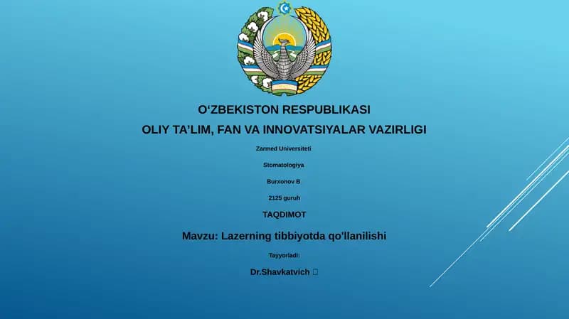 Lazerning tibbiyotda qo'llanilishi