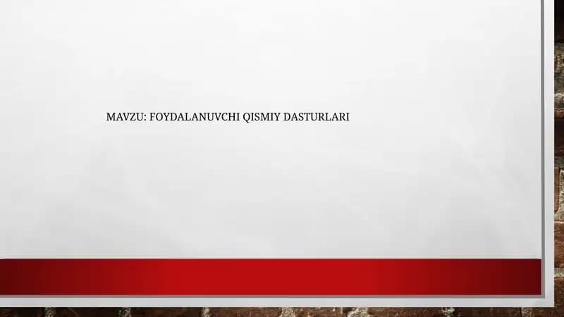 foydalanuvchi qismiy dasturlari