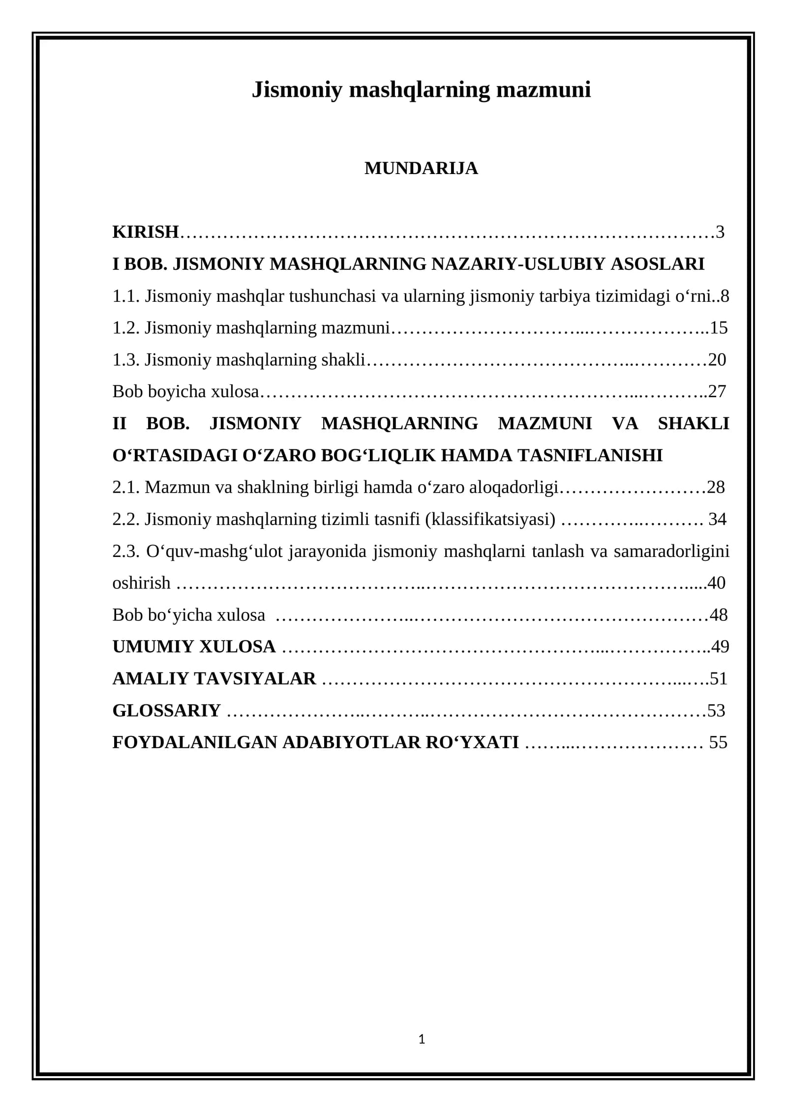 Jismoniy mashqlarning mazmuni va shakli