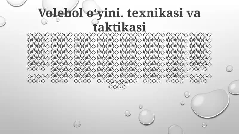 Volebol oʻyini. texnikasi va taktikasi