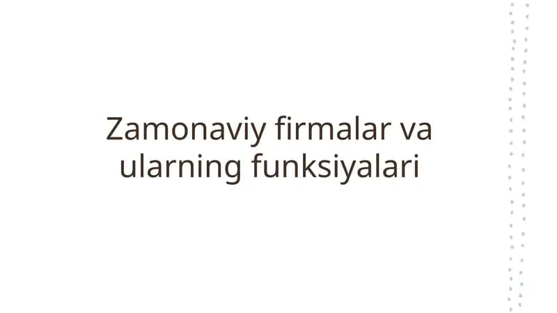 Zamonaviy firmalar va ularning funksiyalari