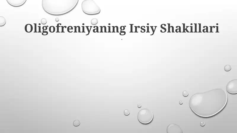 Oligofreniyaning Irsiy Shakillari