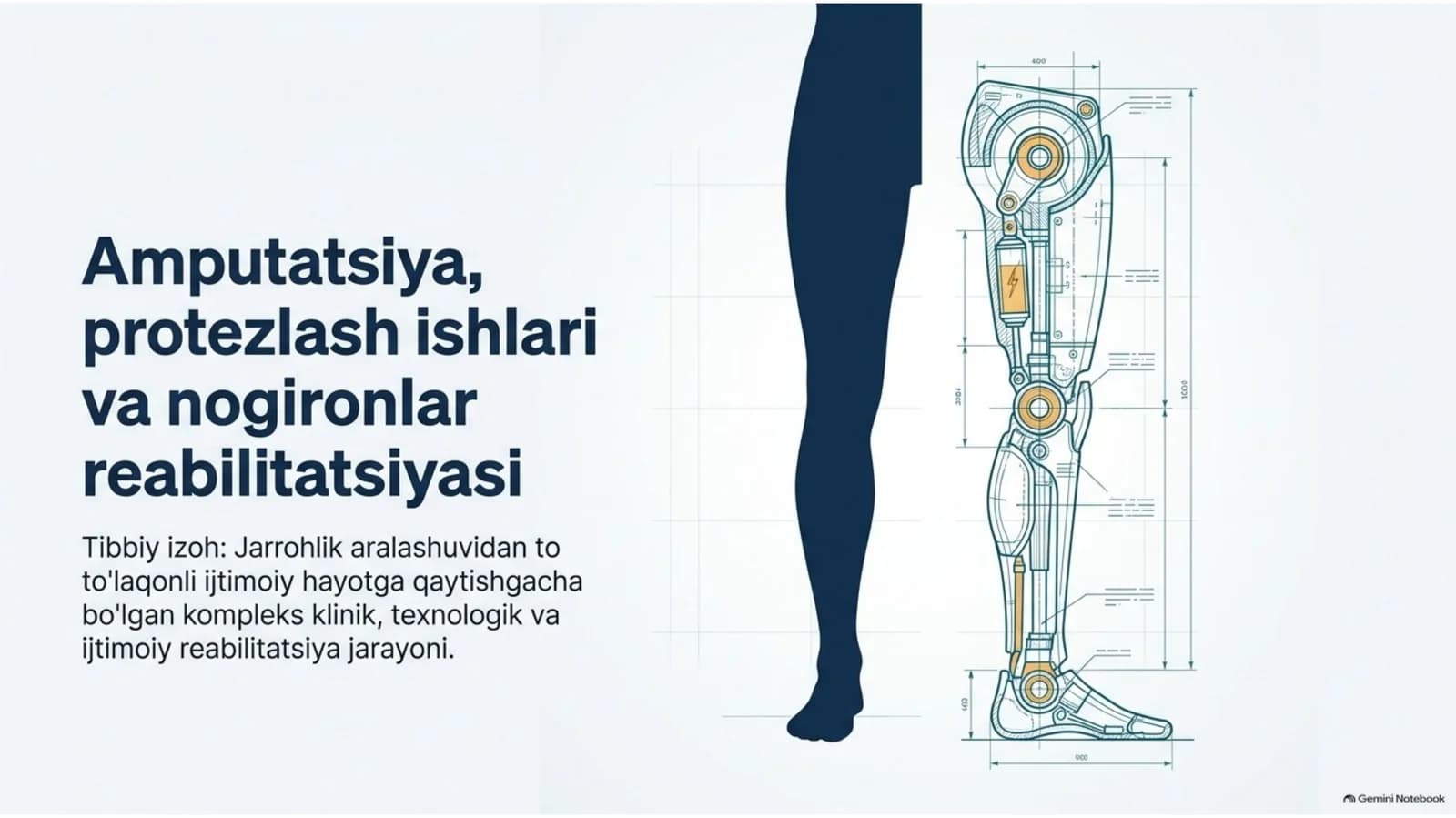 AMPUTATSIYA, PROTEZLASH ISHLARI VA NOGIRONLAR REABILITATSIYASI | 15 SLAYDLI TIBBIY TAQDIMOT