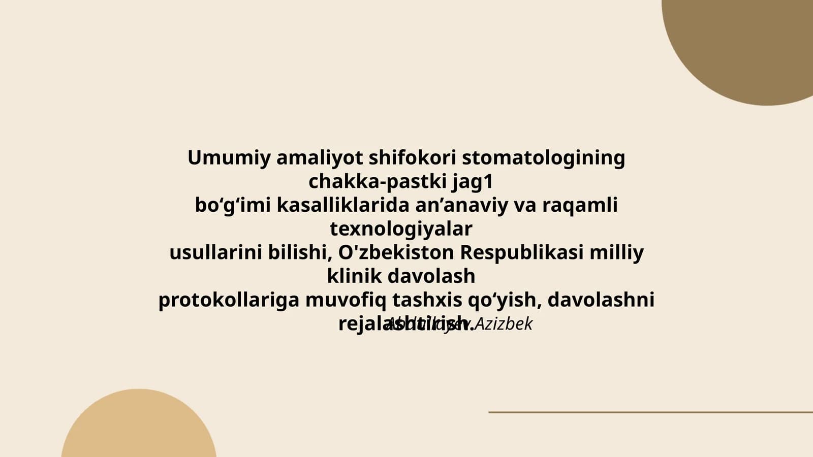 Umumiy amaliyot shifokori stomatologining chakka-pastki jag1