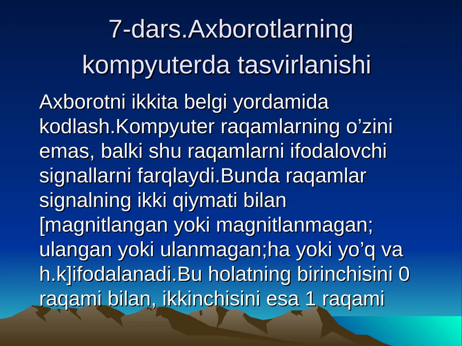 Axborotlarning kompyuterda tasvirlanishi