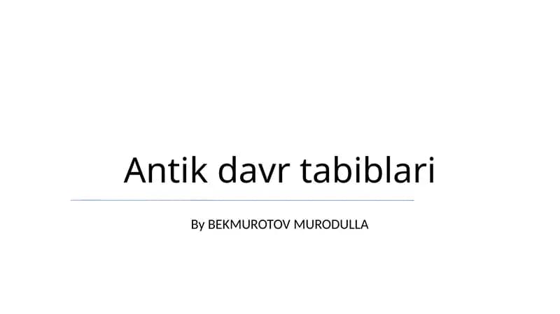 Antik davr tabiblari