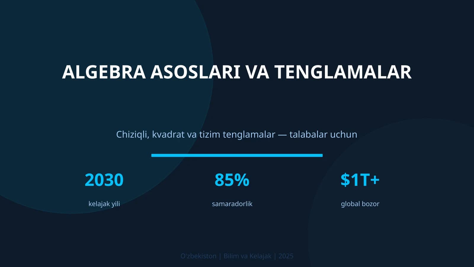 ALGEBRA ASOSLARI VA TENGLAMALAR
