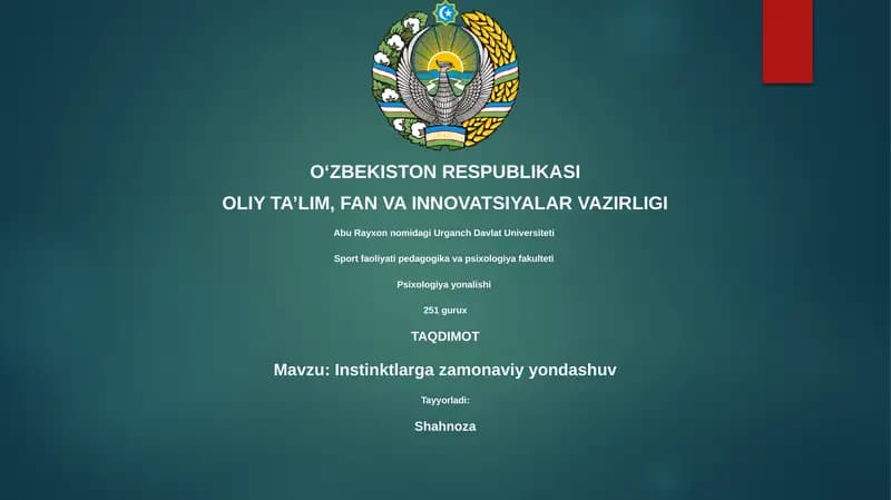 Instinktlarga zamonaviy yondashuv