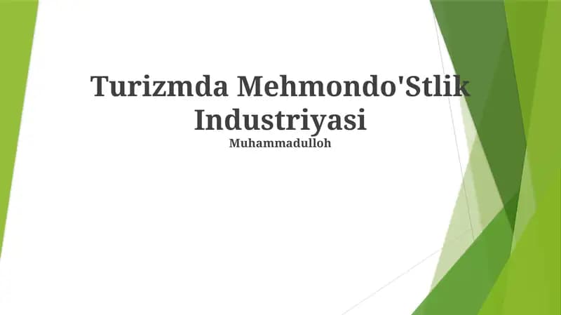 Turizmda Mehmondo'Stlik Industriyasi
