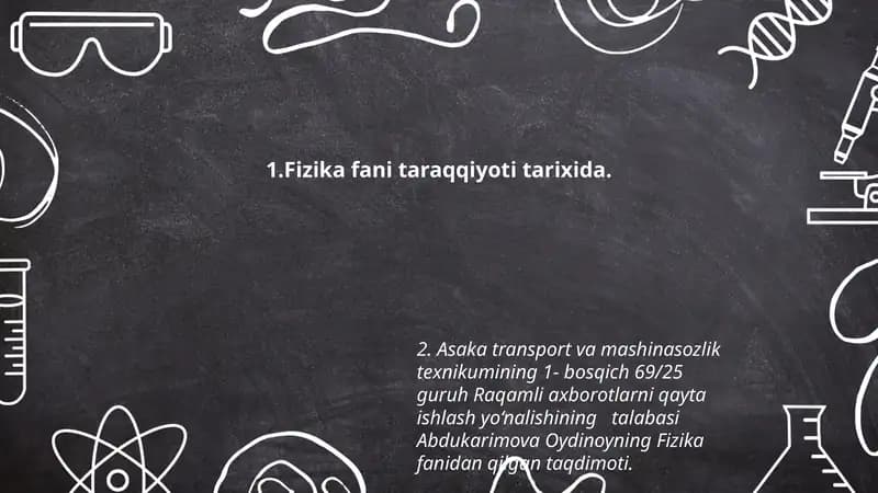 Fizika fani taraqqiyoti tarixida
