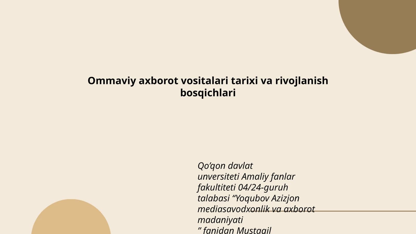 Ommaviy axborot vositalari tarixi va rivojlanish bosqichlari
