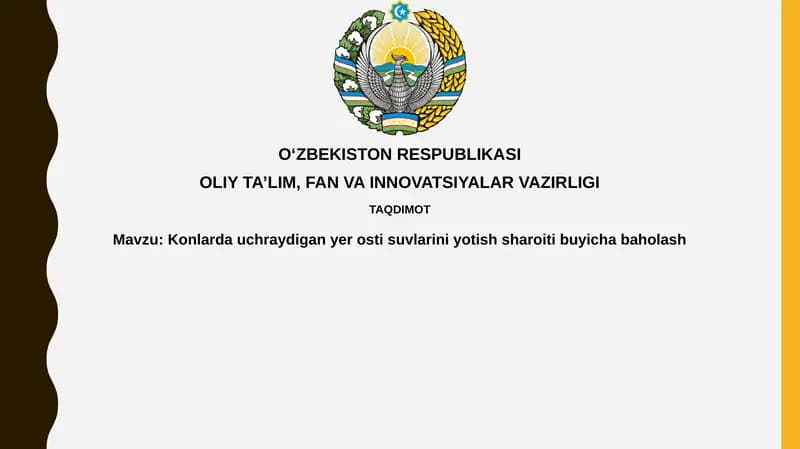 Yer osti suvlarining sedimentlarda uchrash sharoitlarini baholash
