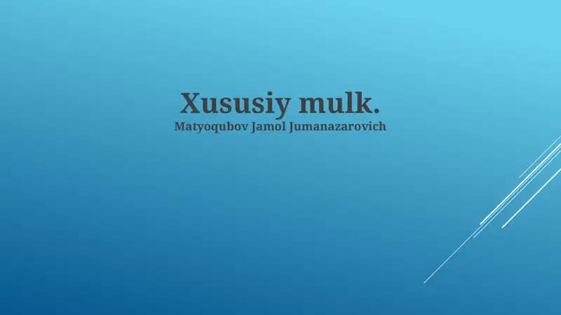 Xususiy mulk