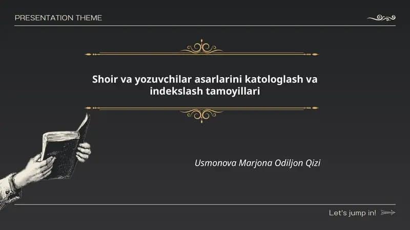 Shoir va yozuvchilar asarlarini katologlash va indekslash tamoyillari
