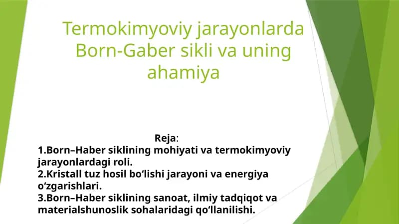 Born-Gaber sikli va uning ahamiya