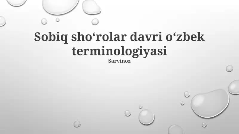 Sobiq sho‘rolar davri o‘zbek terminologiyasi