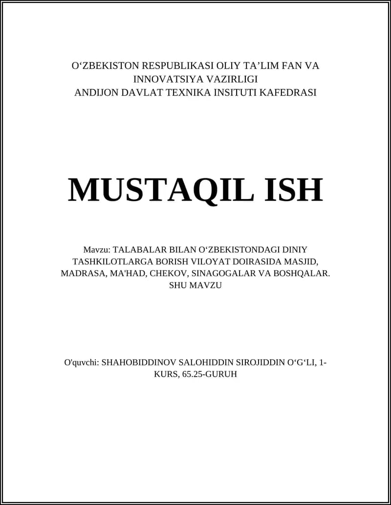 Talabalar bilan oʻzbekistondagi diniy tashkilotlarga borish