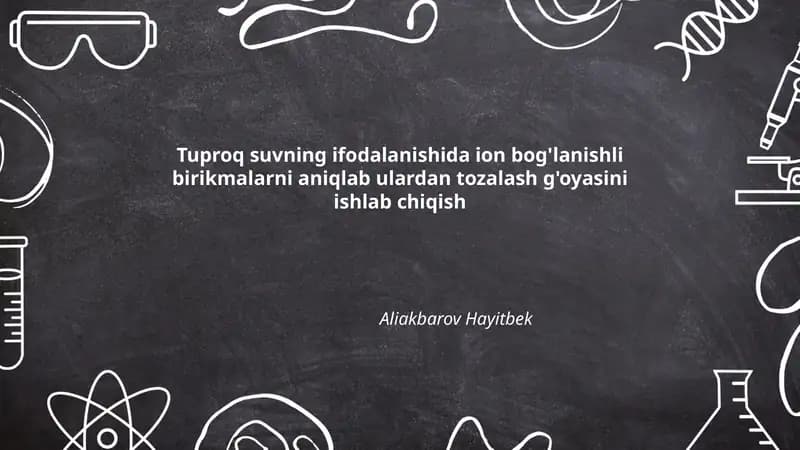 Tuproq suvning ifodalanishida ion bog'lanishli birikmalarni aniqlash