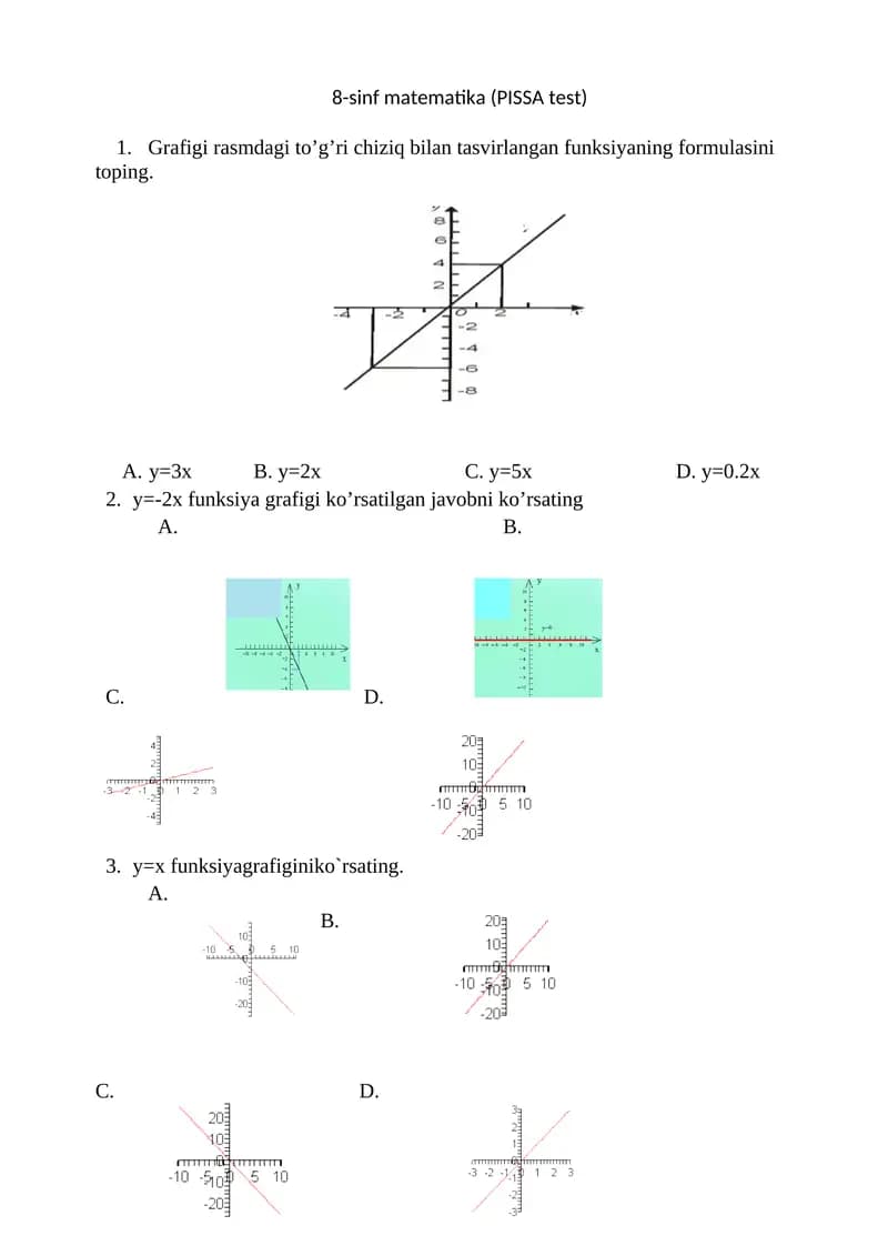 8-sinf matematika (PISSA test)