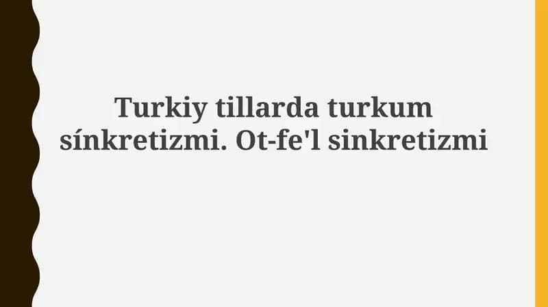Turk tillarida so'z turkumlari va sinkretizm