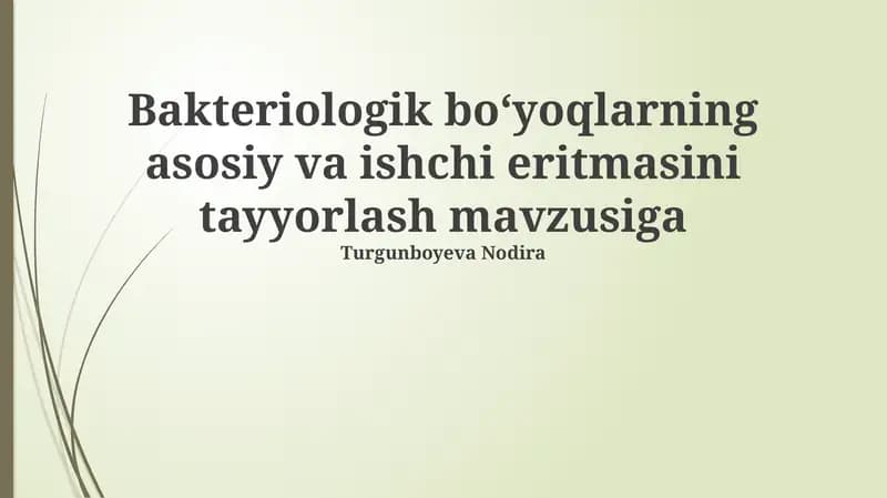 Bakteriologik bo‘yoqlarning asosiy va ishchi eritmasini tayyorlash
