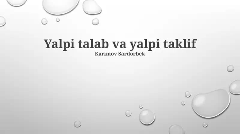 Yalpi talab va yalpi taklif