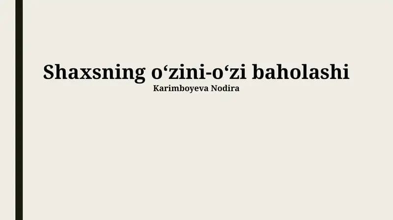 O'z-o'zini hurmat qilish