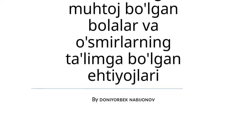 Individual shaxsga moslashtirilgan ta'lim dasturi (ISMTD)
